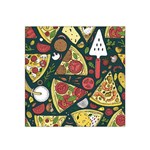 Seamless Pizza Slice Pattern Illustration Great Pizzeria Background Satin Bandana Scarf 22  x 22 