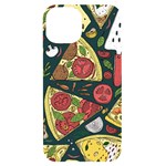 Seamless Pizza Slice Pattern Illustration Great Pizzeria Background iPhone 14 Black UV Print Case
