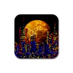 Skyline Frankfurt Abstract Moon Rubber Square Coaster (4 pack)