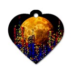 Skyline Frankfurt Abstract Moon Dog Tag Heart (One Side)