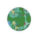 Green Retro Games Pattern Rubber Coaster (Round)
