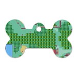 Green Retro Games Pattern Dog Tag Bone (Two Sides)