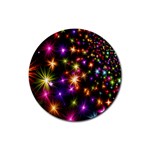Star Colorful Christmas Xmas Abstract Rubber Coaster (Round)