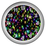 Star Colorful Christmas Abstract Wall Clock (Silver)