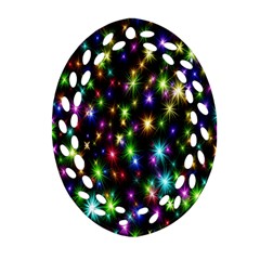 Star Colorful Christmas Abstract Oval Filigree Ornament (Two Sides) from ArtsNow.com Front