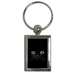 Black Cat Face Key Chain (Rectangle)
