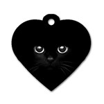 Black Cat Face Dog Tag Heart (One Side)