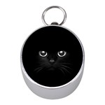 Black Cat Face Mini Silver Compasses