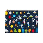 Big Set Cute Astronauts Space Planets Stars Aliens Rockets Ufo Constellations Satellite Moon Rover Cosmetic Bag (Large)