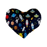 Big Set Cute Astronauts Space Planets Stars Aliens Rockets Ufo Constellations Satellite Moon Rover Standard 16  Premium Heart Shape Cushions