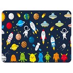 Big Set Cute Astronauts Space Planets Stars Aliens Rockets Ufo Constellations Satellite Moon Rover Two Sides Premium Plush Fleece Blanket (Extra Small)
