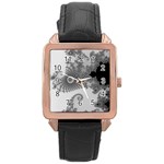 Males Mandelbrot Abstract Almond Bread Rose Gold Leather Watch 