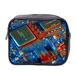 Gray Circuit Board Electronics Electronic Components Microprocessor Mini Toiletries Bag (Two Sides)