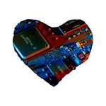 Gray Circuit Board Electronics Electronic Components Microprocessor Standard 16  Premium Flano Heart Shape Cushions