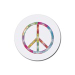 Flourish Decorative Peace Sign Rubber Coaster (Round)