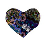 Authentic Aboriginal Art - Discovering Your Dreams Standard 16  Premium Heart Shape Cushions