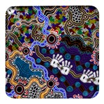 Authentic Aboriginal Art - Discovering Your Dreams Square Glass Fridge Magnet (4 pack)