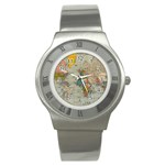 Vintage World Map Stainless Steel Watch