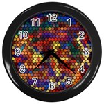 Hexagon Honeycomb Pattern Design Wall Clock (Black)