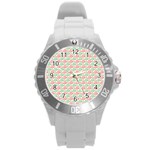 Mosaic Hexagon Honeycomb Round Plastic Sport Watch (L)