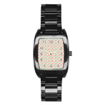 Pattern Flowers Geometric Stainless Steel Barrel Watch