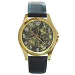 Pattern Seamless Antique Luxury Round Gold Metal Watch