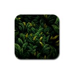 Banana leaves Rubber Square Coaster (4 pack)