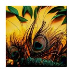 Oceans Stunning Painting Sunset Scenery Wave Paradise Beache Mountains Tile Coaster