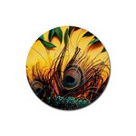 Oceans Stunning Painting Sunset Scenery Wave Paradise Beache Mountains Rubber Coaster (Round)