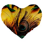 Oceans Stunning Painting Sunset Scenery Wave Paradise Beache Mountains Large 19  Premium Heart Shape Cushions