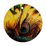 Sunset Illustration Water Night Sun Landscape Grass Clouds Painting Digital Art Drawing Round Ornament (Two Sides)