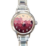 Love Amour Butterfly Colors Flowers Text Round Italian Charm Watch