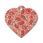 Paisley Red Ornament Texture Dog Tag Heart (Two Sides)