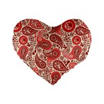 Paisley Red Ornament Texture Standard 16  Premium Heart Shape Cushions