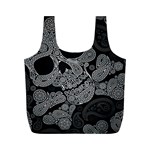 Paisley Skull, Abstract Art Full Print Recycle Bag (M)