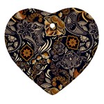 Paisley Texture, Floral Ornament Texture Heart Ornament (Two Sides)