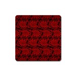 Red Floral Pattern Floral Greek Ornaments Square Magnet