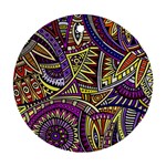 Violet Paisley Background, Paisley Patterns, Floral Patterns Ornament (Round)