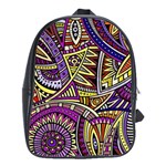 Violet Paisley Background, Paisley Patterns, Floral Patterns School Bag (XL)