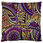 Violet Paisley Background, Paisley Patterns, Floral Patterns Large Premium Plush Fleece Cushion Case (Two Sides)