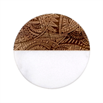 Violet Paisley Background, Paisley Patterns, Floral Patterns Classic Marble Wood Coaster (Round) 