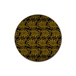 Yellow Floral Pattern Floral Greek Ornaments Rubber Round Coaster (4 pack)