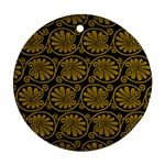 Yellow Floral Pattern Floral Greek Ornaments Round Ornament (Two Sides)