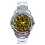 Yellow Floral Pattern Floral Greek Ornaments Stainless Steel Analogue Watch
