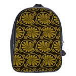 Yellow Floral Pattern Floral Greek Ornaments School Bag (XL)