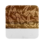 Green leaves Marble Wood Coaster (Square)
