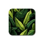 Banana leaves pattern Rubber Square Coaster (4 pack)