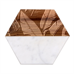 Banana leaves pattern Marble Wood Coaster (Hexagon) 