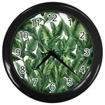 Tropical leaves Wall Clock (Black)