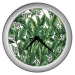 Tropical leaves Wall Clock (Silver)